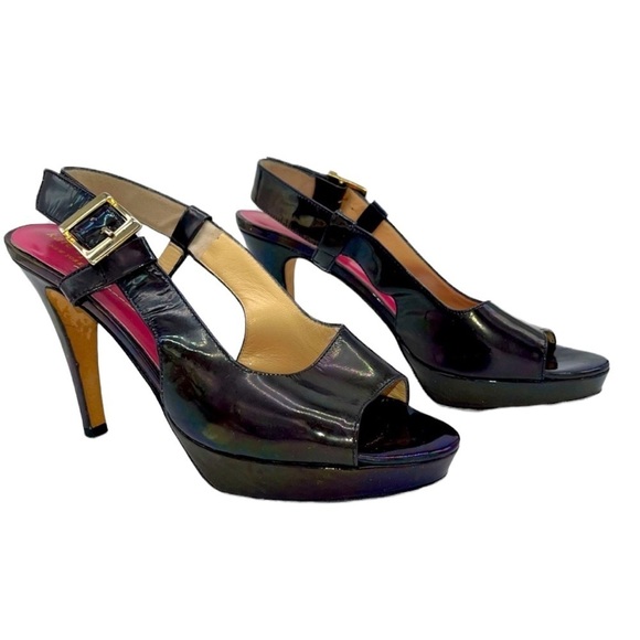 kate spade Shoes - KATE SPADE Black Opal Peep Toe Platform Heels EUC